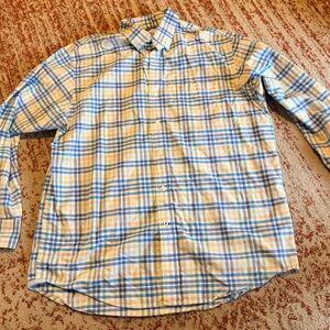 Izod Casual Plaid Shirt in Blue and Yellow
